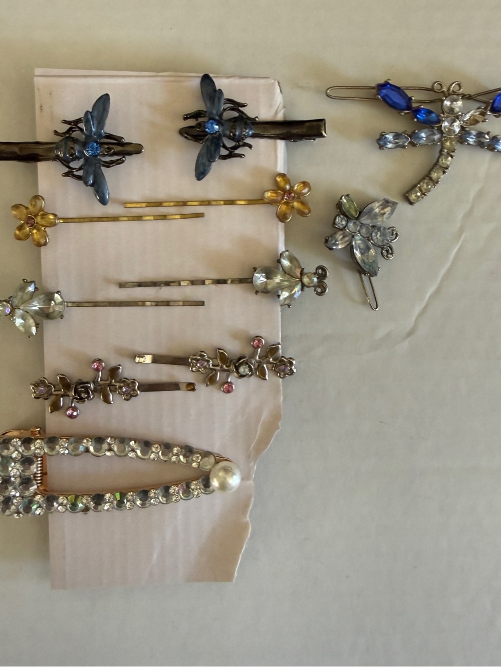 Y2K Assorted Floral and Crystal Hair Clips and Pins - Gold, Blue, Silver